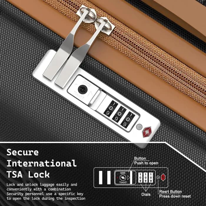 Bagage Melalenia, valise ABS à coque rigide avec serrure TSA avec roue rotative
