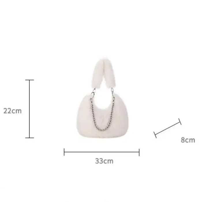 Sac fourre-tout en fausse fourrure avec sangle en chaîne