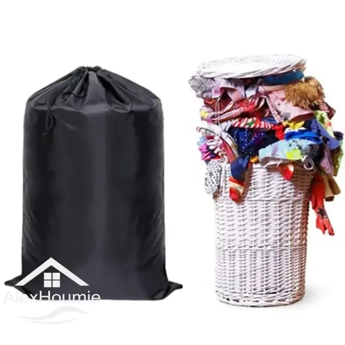 Sac à linge extra large noir et bleu avec ficelle de proximité
