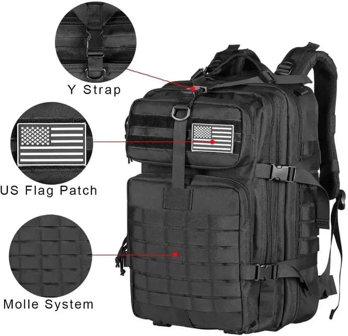 45L homme sacs à dos tactiques sacs de voyage en plein air en plein air 3P sac d'école EDC Molle Pac