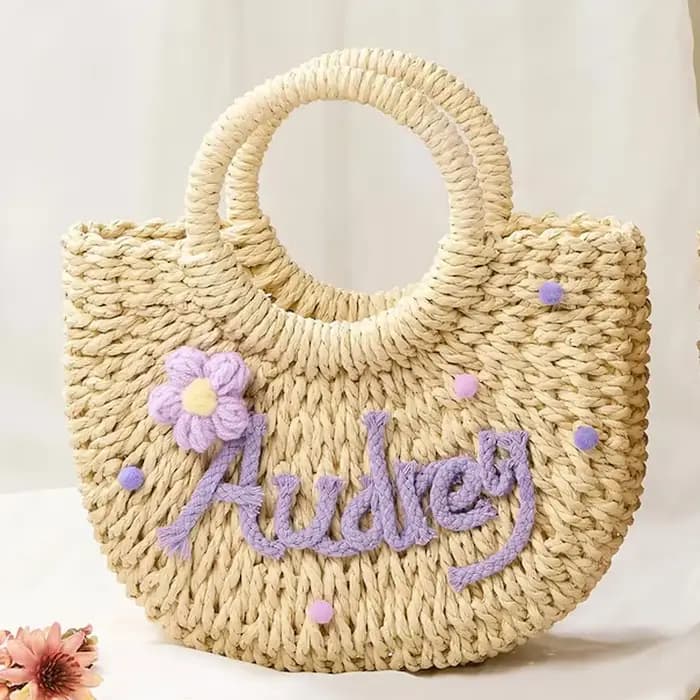 1 sac à main en paille personnalisé | sac de plage de demoiselle d'honneur | sac cadeau pour enterrement de vie de