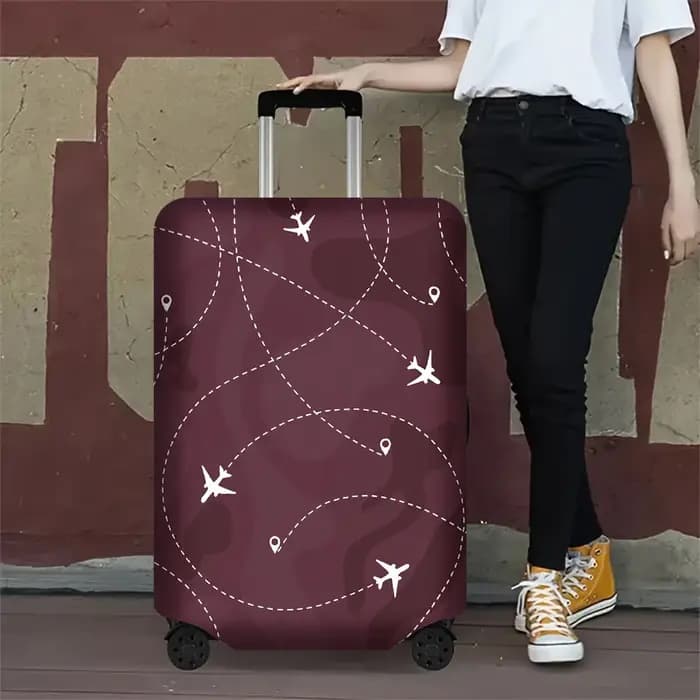 1 housse de bagage à imprimé avion de couleur marron pour bagages de 18 à 32 pouces ; accessoires de voyage anti-poussière et élastiques pour une protection efficace.