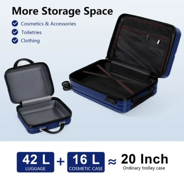 Ensemble de bagages rigides 2 pièces (20"+14") - Spinner gigogne avec 360 ° Roues et serrure TSA,
