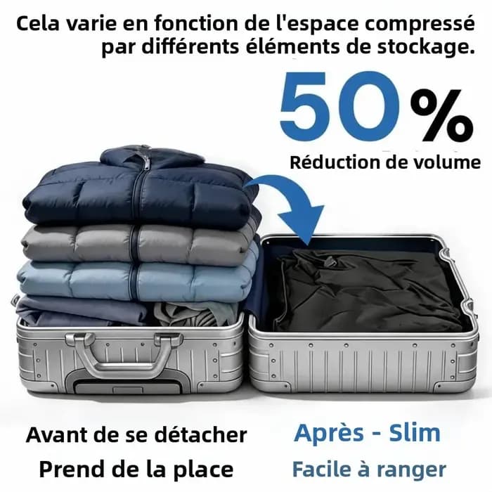 Sac de rangement sous vide pour bagages de voyage, économise 50 % d'espace, léger, réutilisable, sacs de compression pour vêtements d'extérieur, pour valises