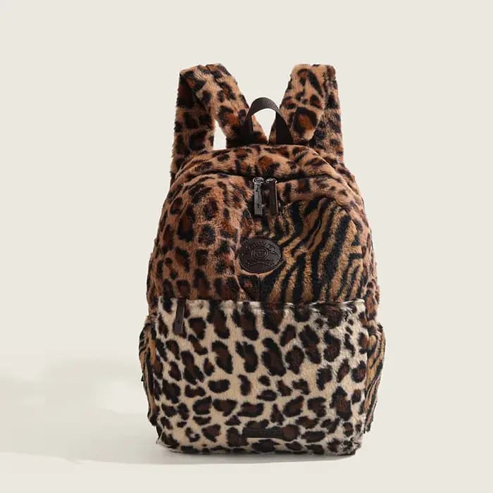 Sac à dos imprimé léopard mode avion cabine sac à dos grande capacité sac d'école polyvalent en pelu