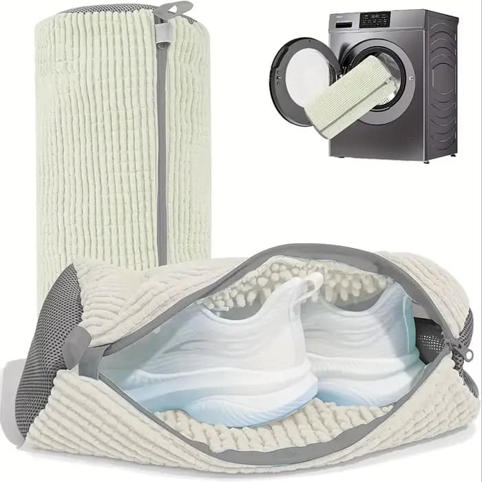 Fibre moelleuse 360 ° Sac de lavage de chaussures de nettoyage Surround – Sac à linge réutilisabl