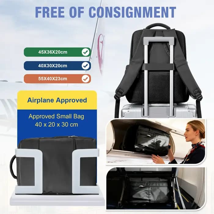 Sac à dos de voyage pour cabine Ryanair 40x30x20, bagage à main pour femme et homme, pour ordinateur portable 14'', sac de voyage imperméable pour le travail et l'école