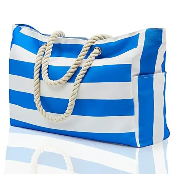 Sac de plage rayé, grand sac de rangement bohème, sac de voyage en toile, sac de shopping de grande