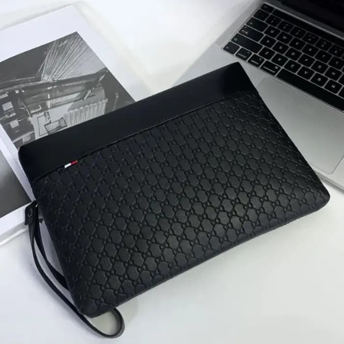 Sac à main pour homme en cuir PU motif géométrique pochette de créateur rigide avec fermeture éclair pour téléphone et cartes bleu champagne menthe clair