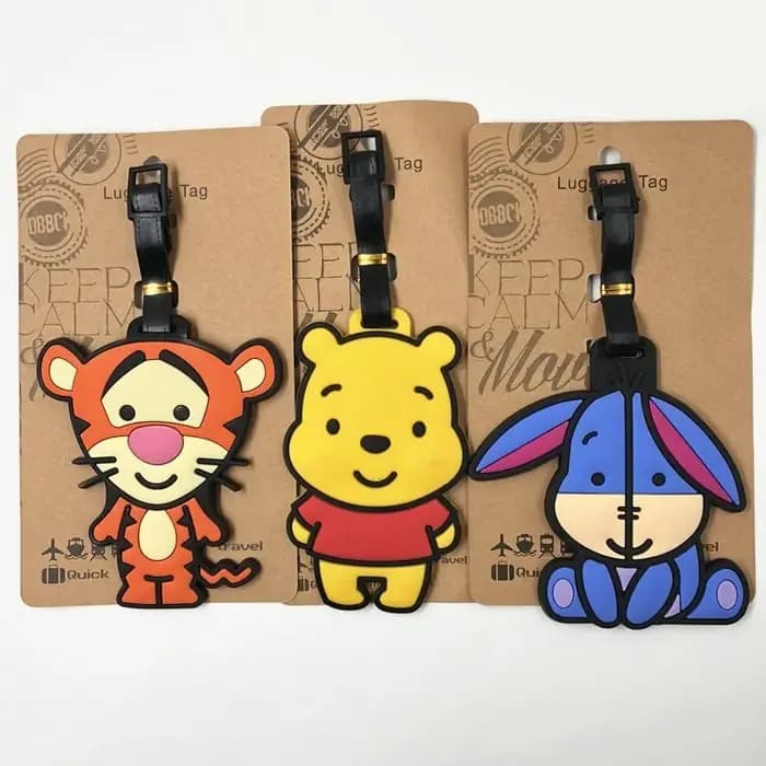 Étiquette de bagage de voyage Dsn Winnie The Pooh Eeyore, étiquette de valise en gel de silice mignonne, porte-nom et porte-identité, étiquette de bagage d'embarquement