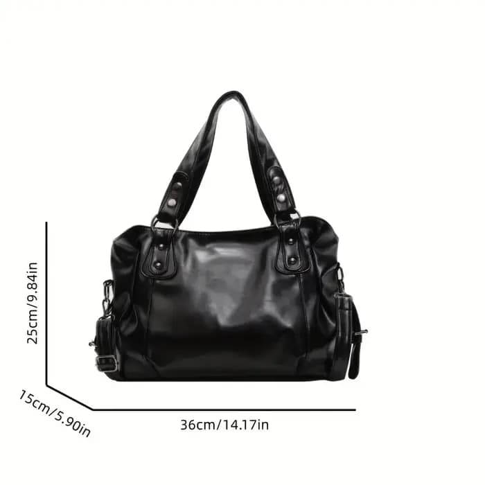 Sac à main en cuir vintage de grande capacité avec fermeture à glissière