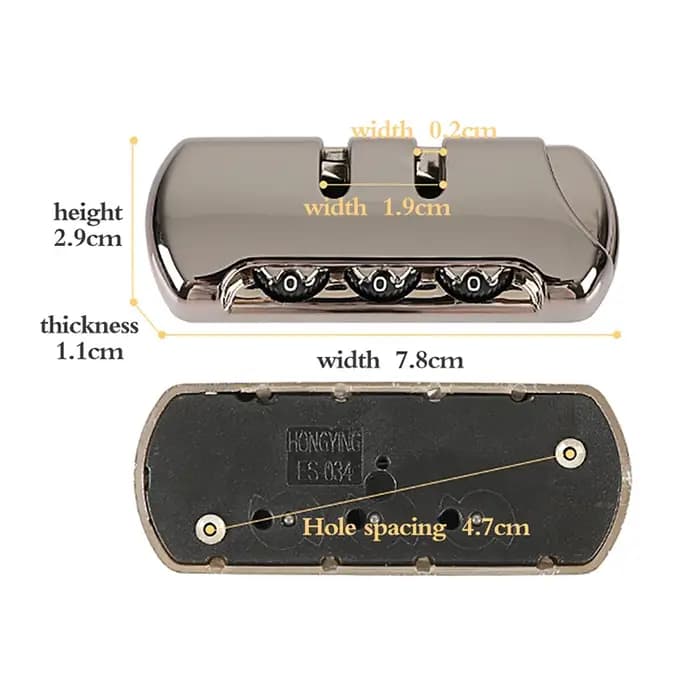 Cadenas Arrière Simple à 3 Chiffres pour Valise de Voyage