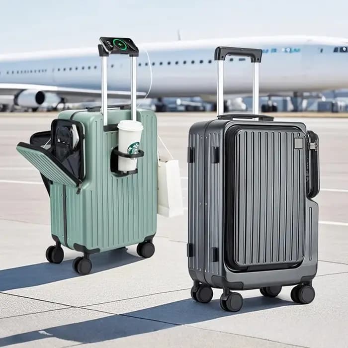 Valise à bagages à main 20 pouces en polycarbonate avec ouverture frontale et verrouillage par mot de passe pour voyage en cabine