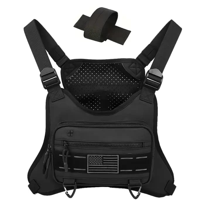 Sac de gilet de course tactique avec étui pour pistolet, sac de poitrine antivol pour Sports de plei