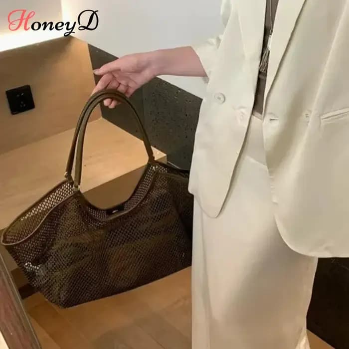 Femmes grande capacité maille plage voyage sac à bandoulière décontracté Shopper fourre-tout