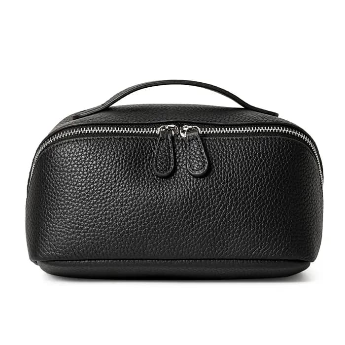 Aidrani - Nouvelle Trousse de Toilette en Cuir Véritable Style Simple pour Femme, Grande Capacité, Portable, Sac de Voyage et de Rangement, Trousse de Toilette à Main