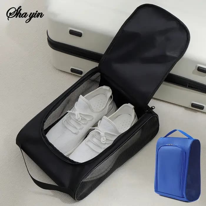 Sac de rangement de chaussures de voyage en tissu Oxford noir
