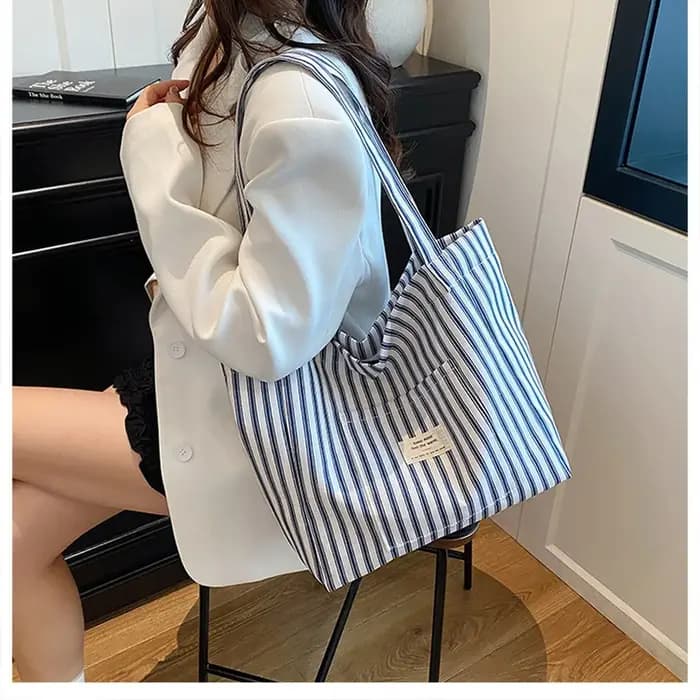 Sac fourre-tout en toile à rayures verticales