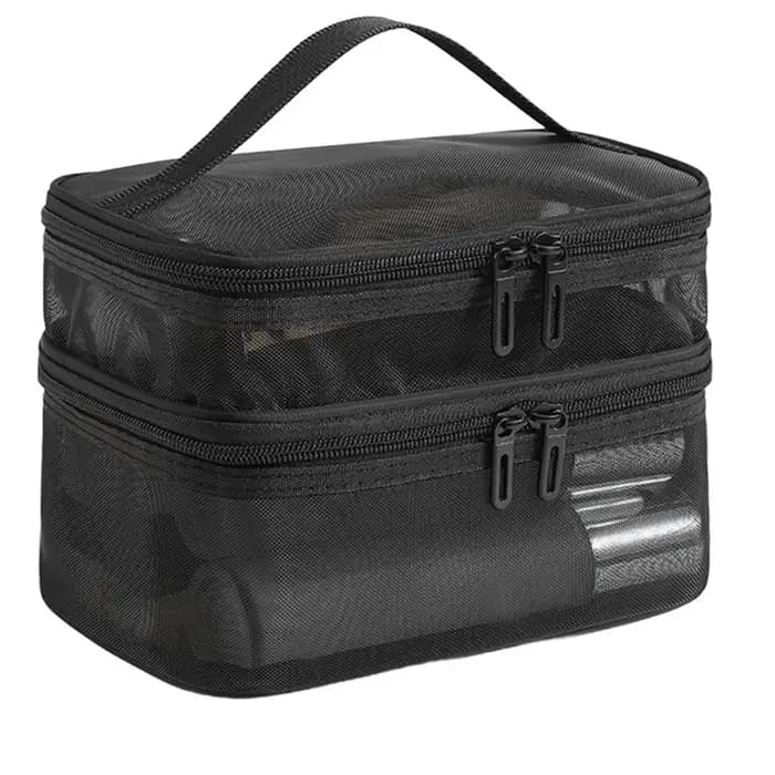 Sac de maquillage en maille à double couche