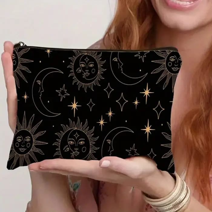 Trousse de maquillage soleil et lune pour voyage