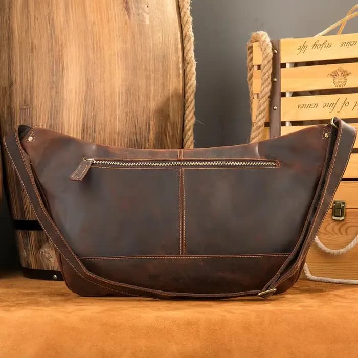 Crazy Horse – sac de poitrine en cuir véritable pour hommes
