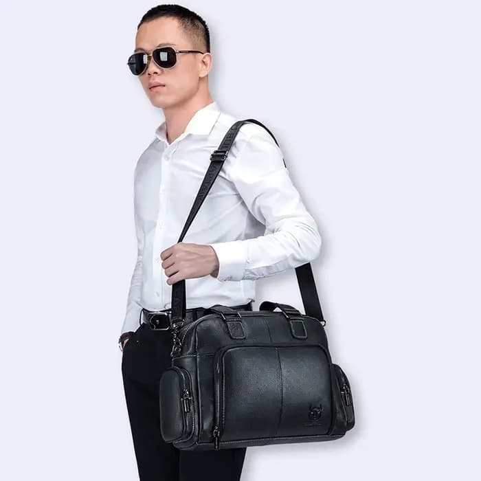 Sac à main en cuir véritable pour homme