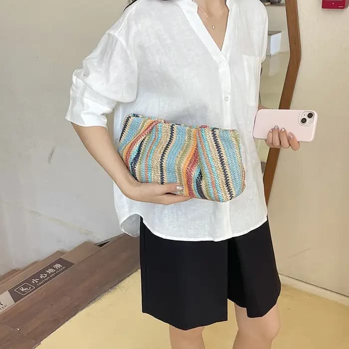 Sac à main en paille tressé à la main pour femme