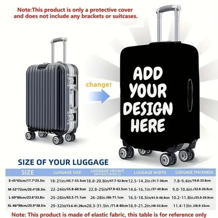 Housses de bagages personnalisées - Personnalisez avec vos photos ou texte, impression recto-verso, polyester extensible, lavables, pour bagages de voyage