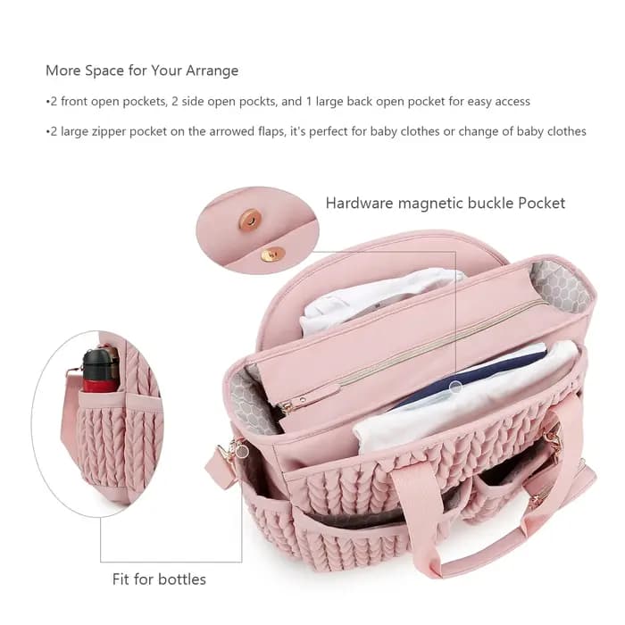 Nouveau sac de maman matelassé une épaule sac de rangement à main tissu imperméable isolation pour mère et enfant voyage