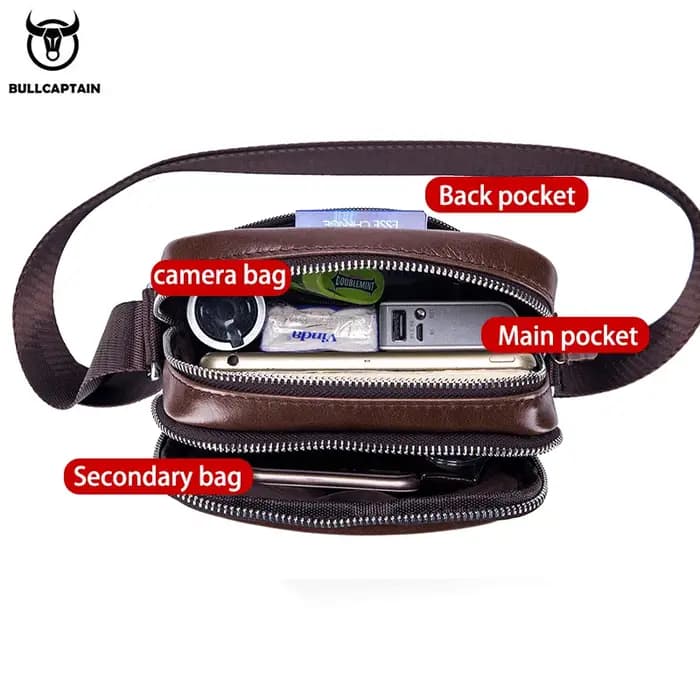 Bullcaptain-Sac en cuir de vachette pour homme