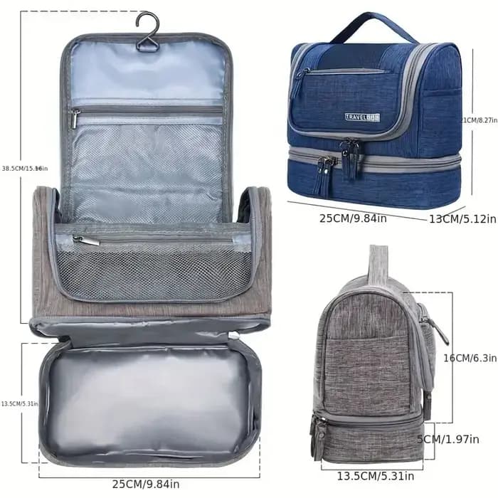 Nouvelle trousse de toilette portable avec crochet de suspension, sac de maquillage pour homme, organiseur de voyage pour articles de toilette, sac de rangement cosmétique pour femme