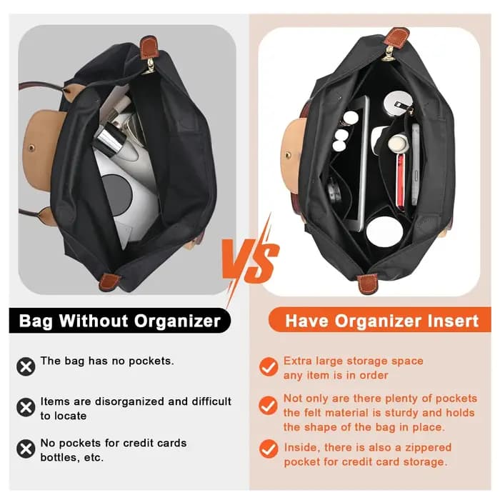 Insert organisateur de sac à main en feutre pour Longchamp Le Pliage L