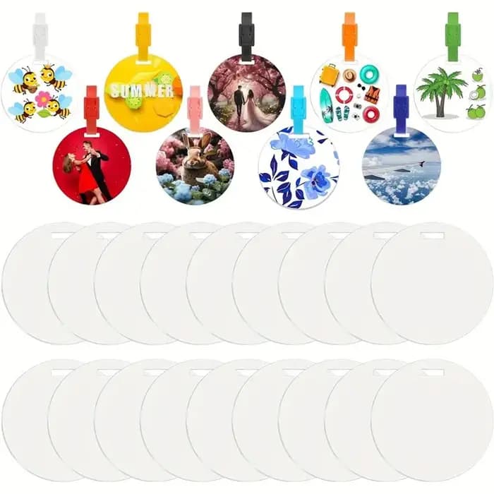 Sublimation Blanks Étiquettes de bagage rondes en aluminium double face en vrac