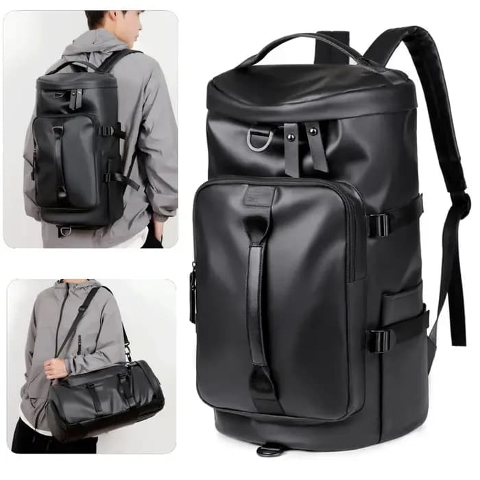 Sac à dos de sport et de voyage polyvalent en cuir PU pour hommes et femmes