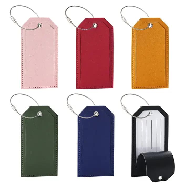 Étiquette de bagage en cuir PU bloquant RFID