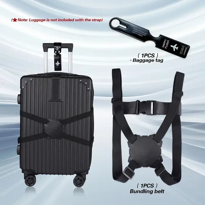 Ensemble de 2 sangles de bagage + étiquette de bagage