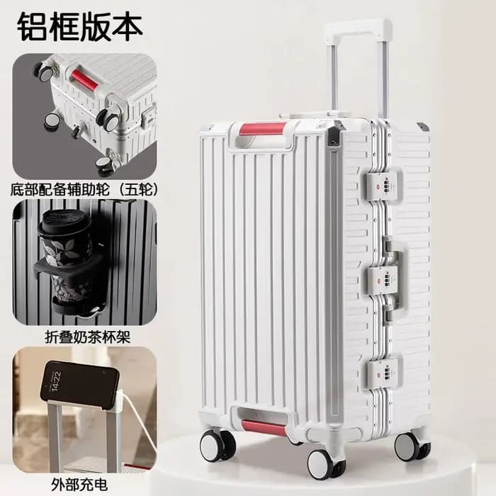 Valises de voyage multifonctions à cinq roues, cadre en aluminium, grande taille 22-28 pouces, fendu