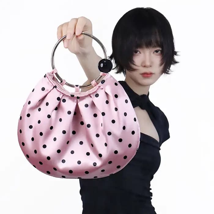 Sac fourre-tout à pois vintage rétro froissé