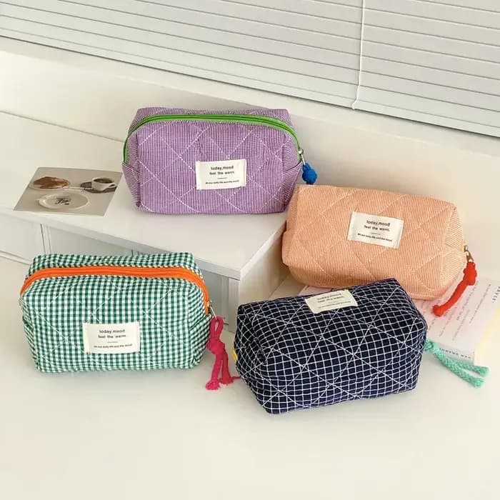 Trousse de Toilette Matelassée à Carreaux pour Filles