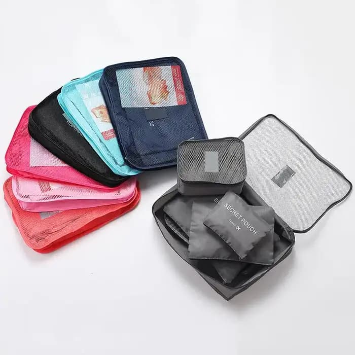 Nouvel ensemble de 6 sacs de rangement pour vêtements de voyage - Organiseurs de bagages portables avec pochette à chaussures