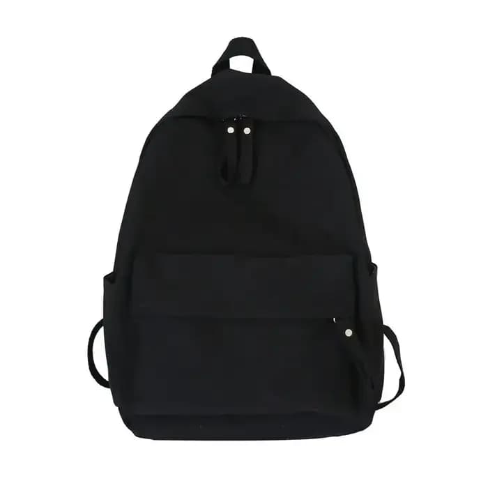 Sac à dos noir solide, sac d'école Oxford étanche, style minimaliste, sac de loisirs ou de voyage un