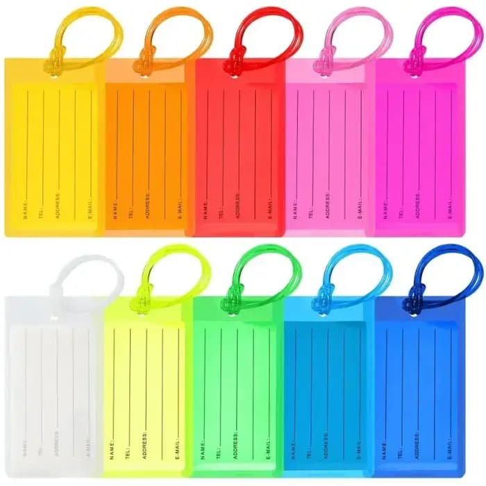 Étiquette de bagage transparente colorée arc-en-ciel