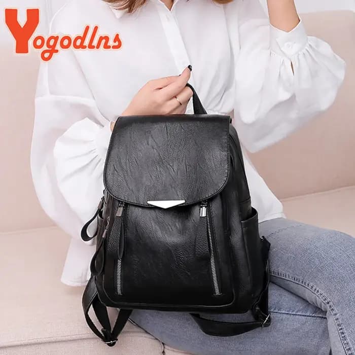 Yogodlns sac à dos de luxe pour femmes sac à dos en cuir PU souple voyage sac d'école de grande capacité sac à dos d'affaires à Double fermeture éclair