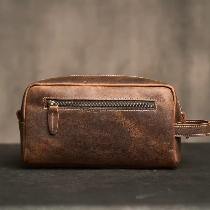 Grand sac à cosmétiques de voyage en cuir véritable pour femmes