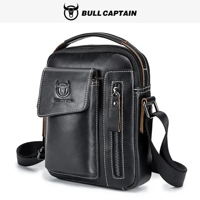 BULLCAPTAIN-Sac à Main à Bandoulière en Cuir de Vache group pour Homme, Sacoche Décontractée de Marq