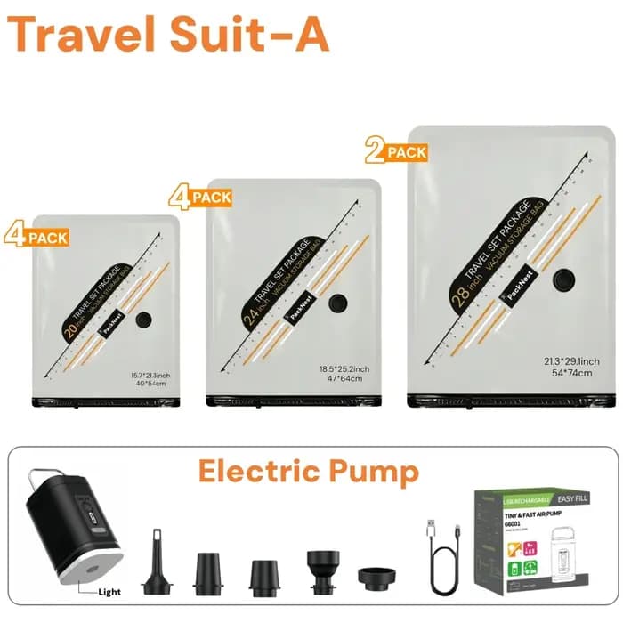 Sacs de compression sous vide pour voyage, lot de 3 à 15, organiseurs de bagages, cubes de rangement