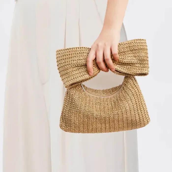 Pochette d'été tissée en paille pour femmes