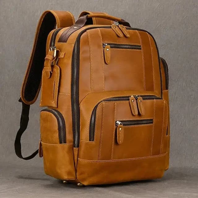 Luufan Vintage en cuir véritable homme voyage sac à dos Fit 15 "ordinateur portable sac à dos