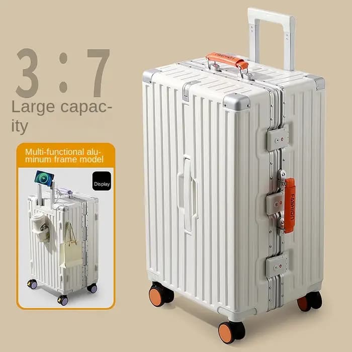 Valise de voyage grande capacité bicolore 20-28 pouces avec cadre en aluminium renforcé, bagage en P