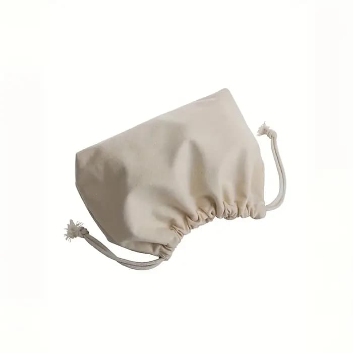 1 sac de rangement beige en polyester à double cordon de serrage - un accessoire décontracté et un sac organisateur de cosmétiques avec fermeture sécurisée